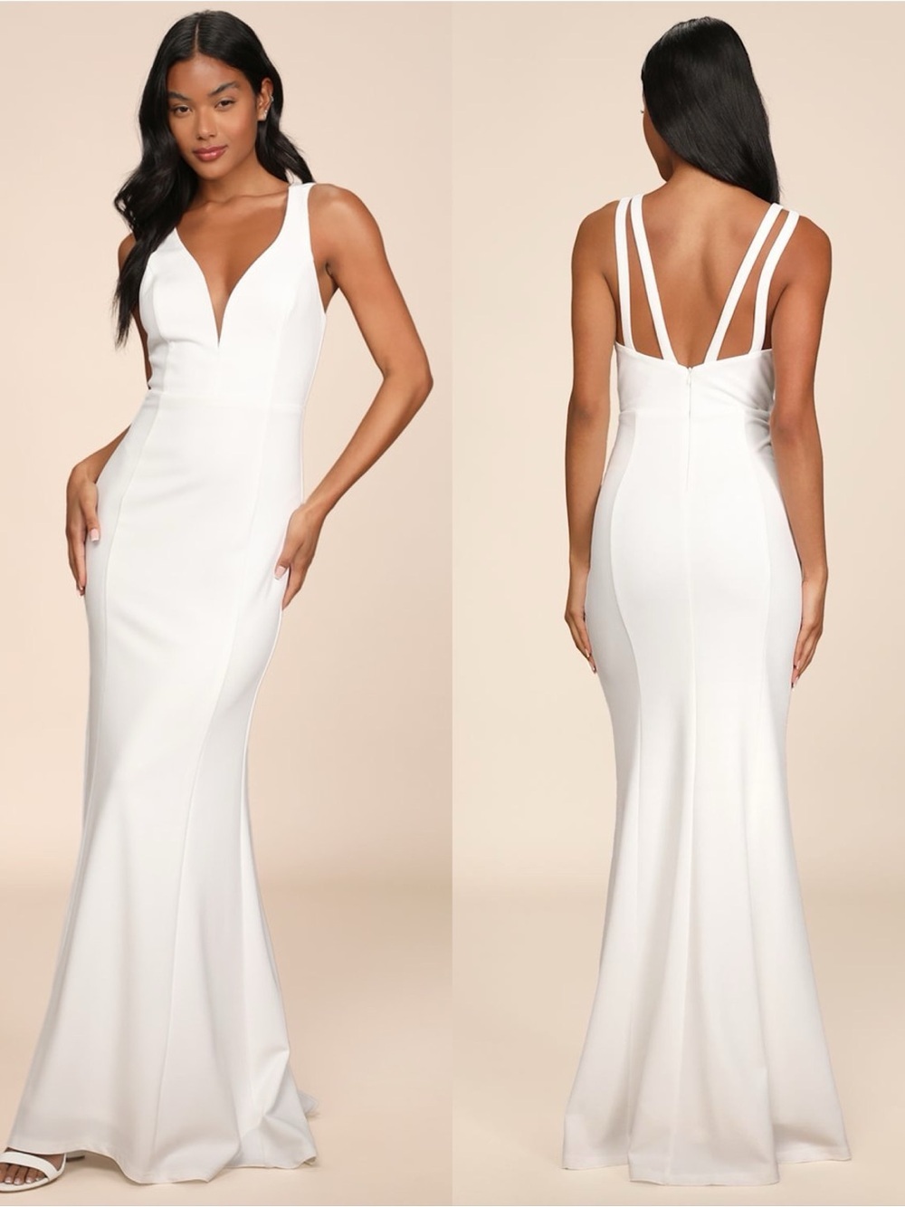 LULU'S Forever Crush White
Mermaid Maxi Dress